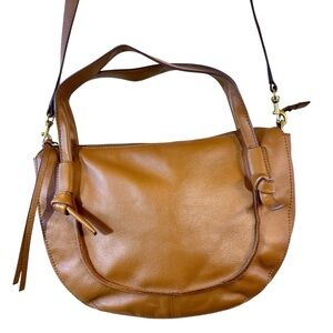 Lucky Brand Leather Hobo Crossbody Purse Bag Brown Pre Owned